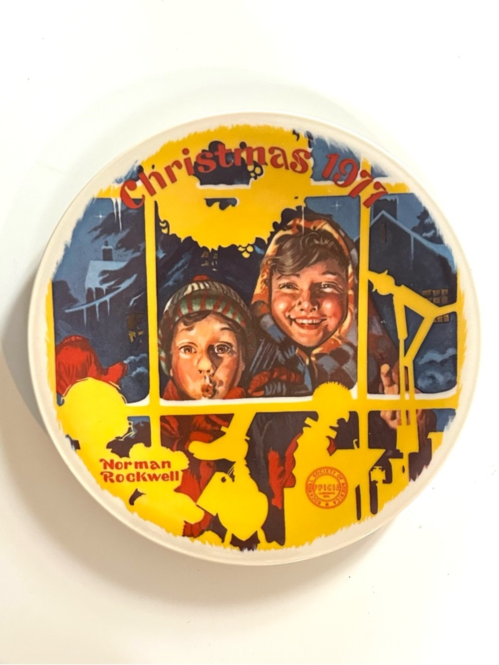 Norman Rockwell "The Toy Shop Window" Christmas 1977 collector plate Vintage